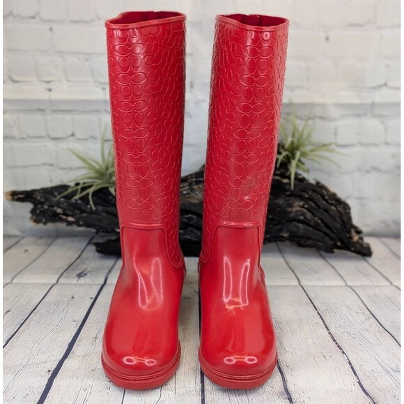 COACH Signature Logo Lace-Up Rain Boots - Picture 4 of 14